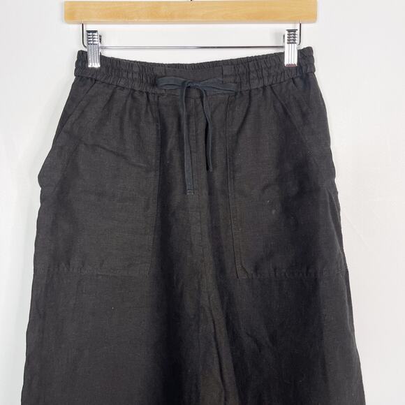 Rachel Comey Womens Size 4 Black Linen Cropped Wide Leg Pants Pockets Drawstring - Picture 6 of 11
